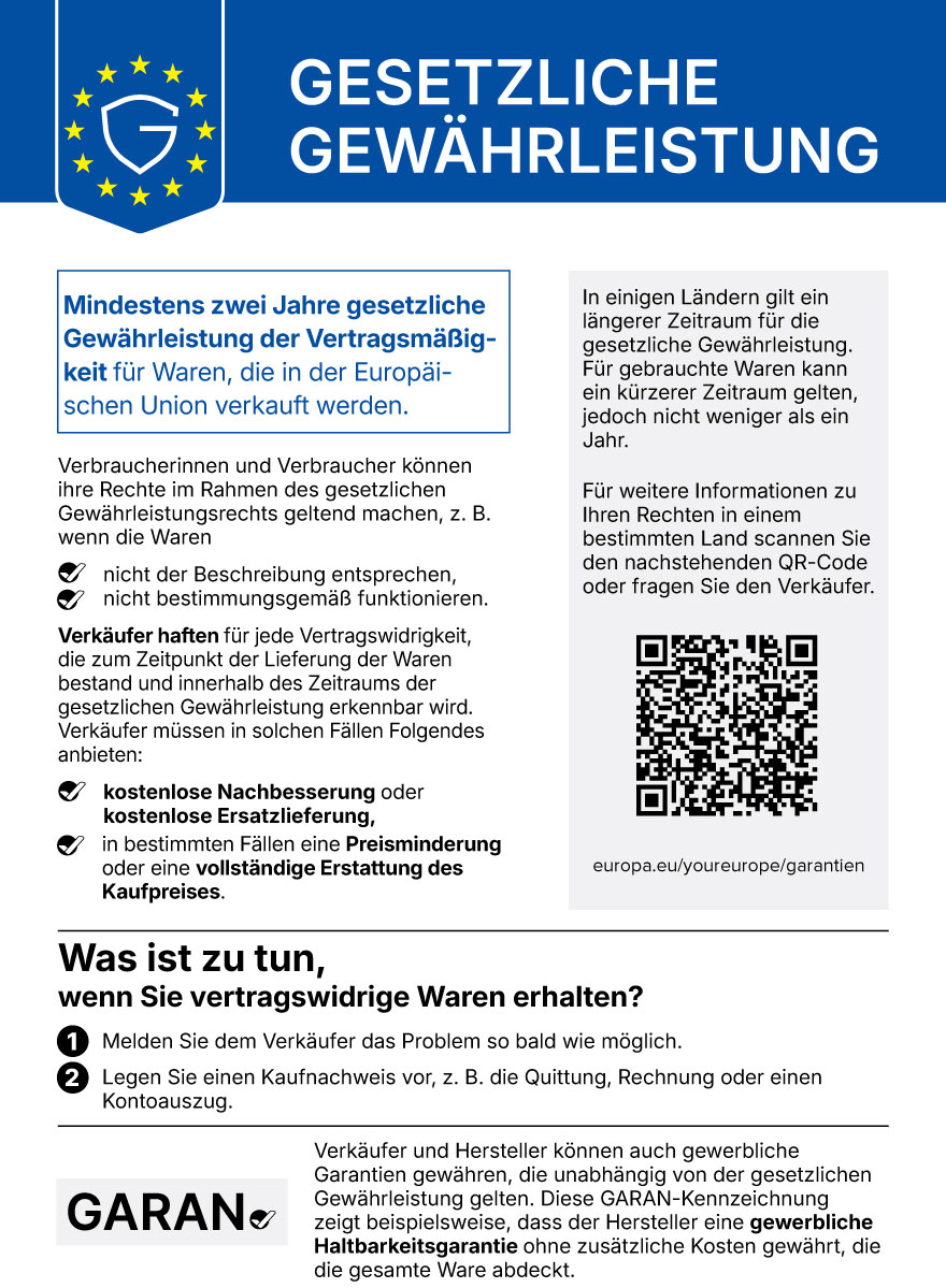 Offizielles EU-Gew&auml;hrleistungslabel